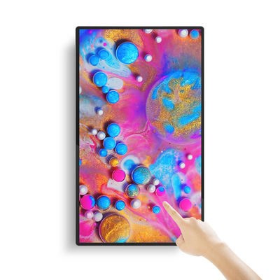 65인치 4K 울트라 HD 벽에 장착된 디지털 사이니지 4mm/10mm 접힌 가장자리와 적외선 터치 패널