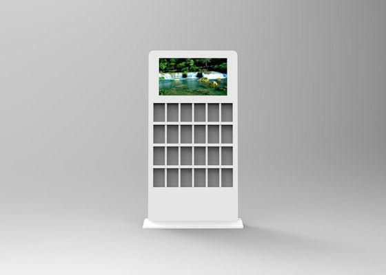 팜플렛 홀더와 LCD 디지털 신호 키오스크를 세우는 AC240V 32 인치 화이트 색  바닥