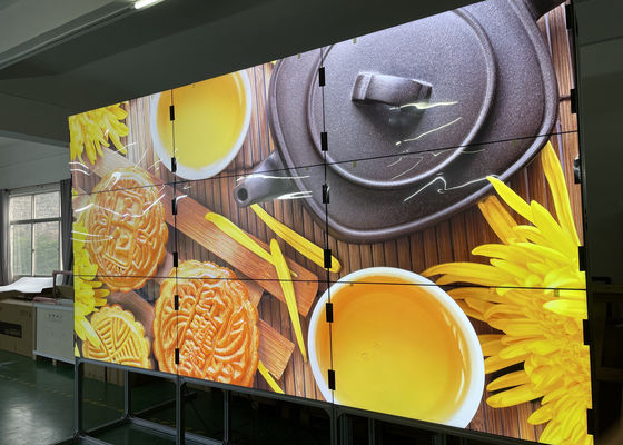 LCD 비디오 월 UHD 4k 결의안 3X3  디지털 신호 55 인치 450 밝기 작은 베젤